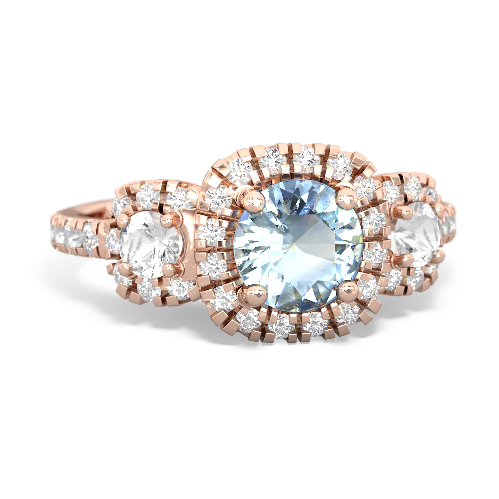 Aquamarine Regal Halo 14K Rose Gold ring R5350