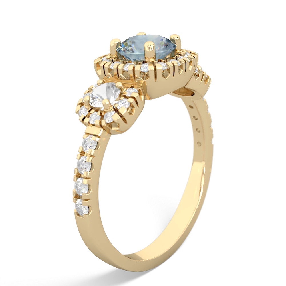 Aquamarine Regal Halo 14K Yellow Gold ring R5350