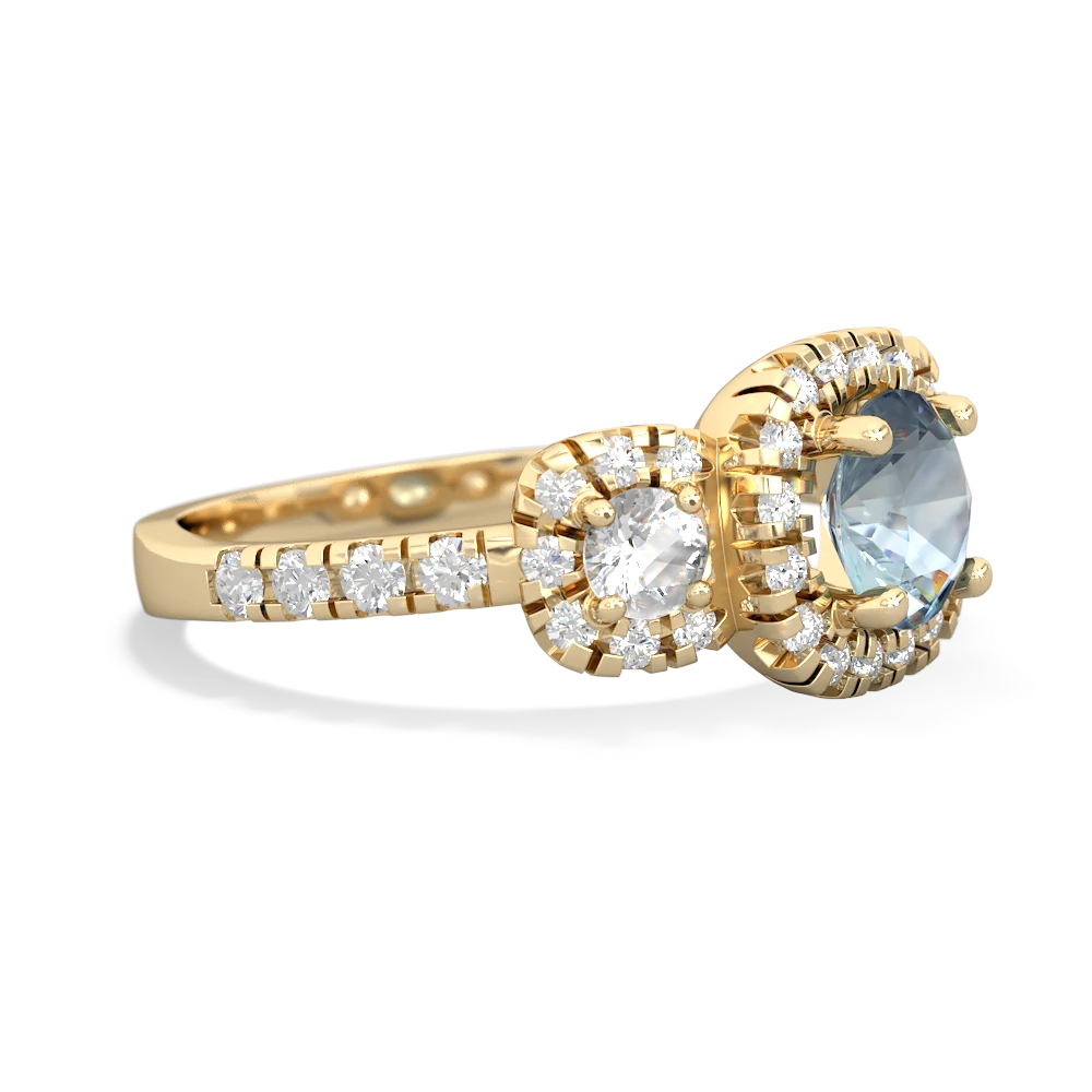 Aquamarine Regal Halo 14K Yellow Gold ring R5350