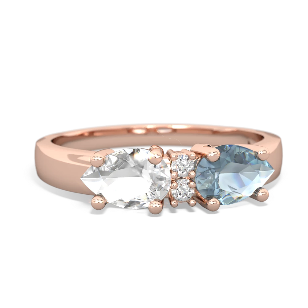 Aquamarine Pear Bowtie 14K Rose Gold ring R0865