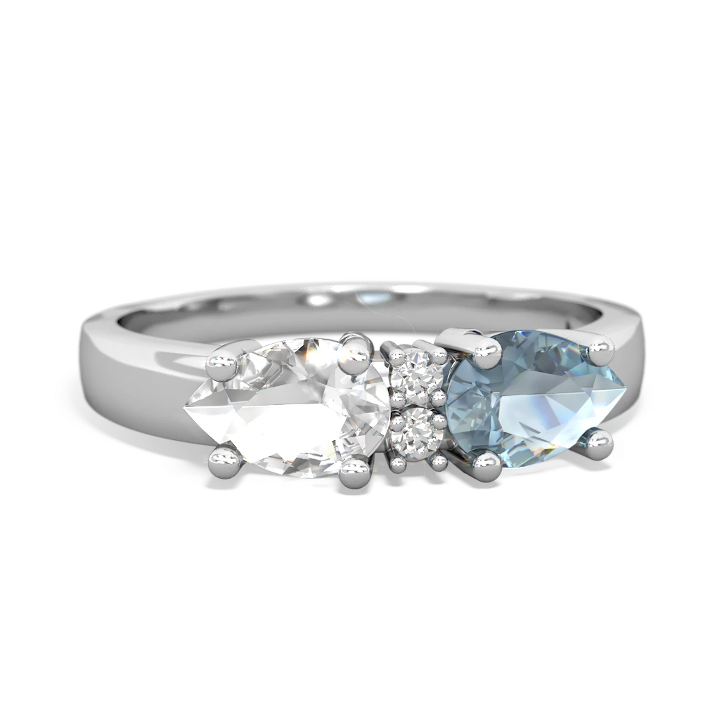 Aquamarine Pear Bowtie 14K White Gold ring R0865