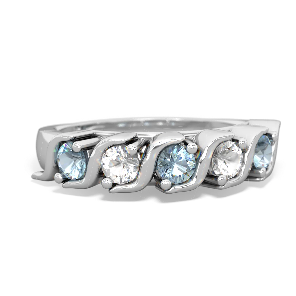 Aquamarine Anniversary Band 14K White Gold ring R2089