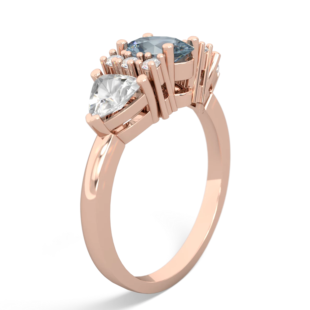 Aquamarine Antique Style Three Stone 14K Rose Gold ring R2186