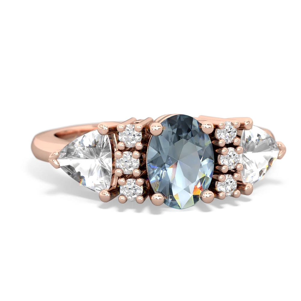 Aquamarine Antique Style Three Stone 14K Rose Gold ring R2186