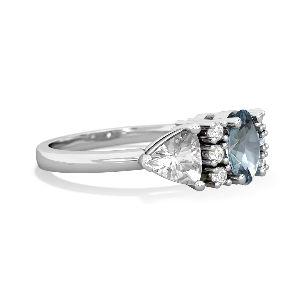 Aquamarine Antique Style Three Stone 14K White Gold ring R2186