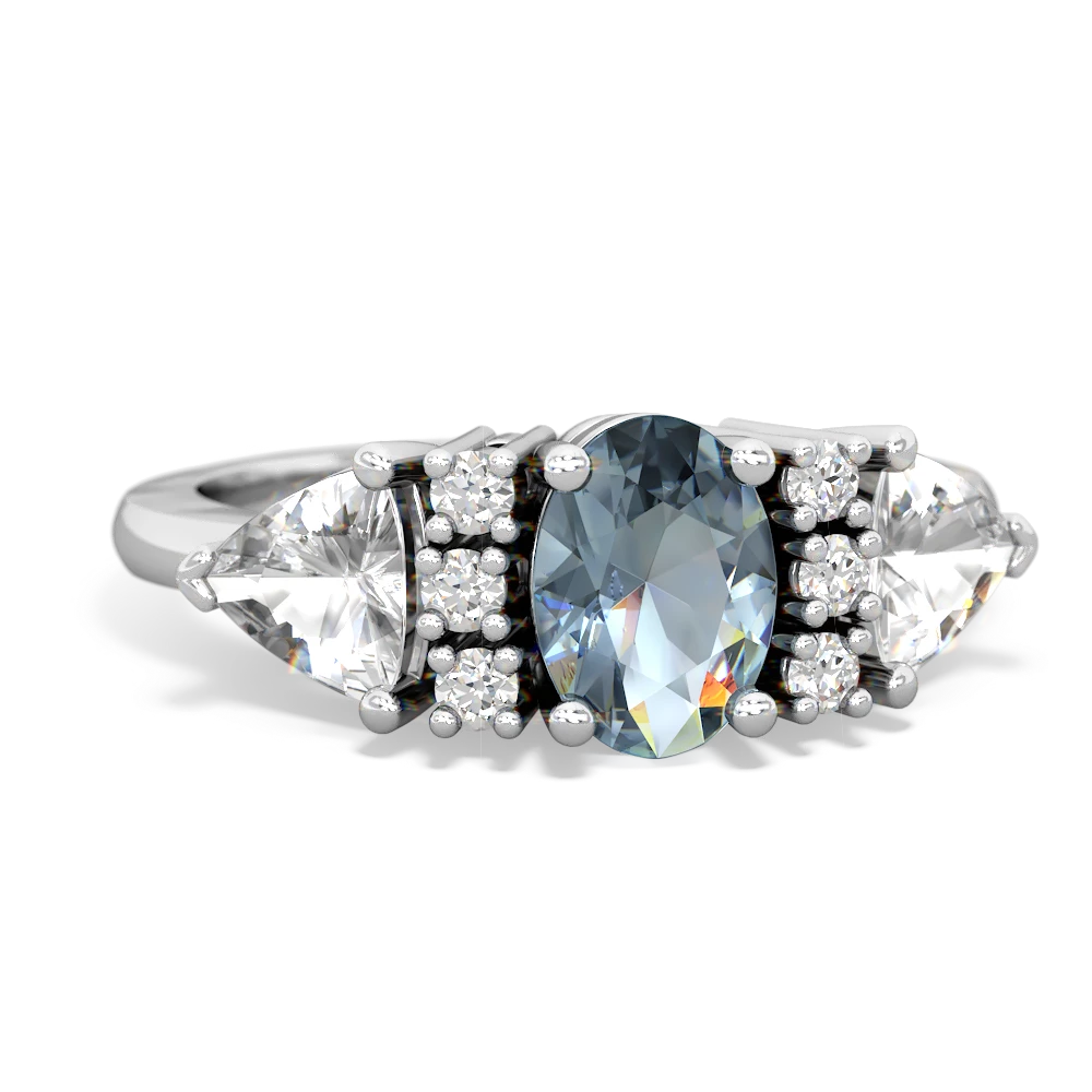 Aquamarine Antique Style Three Stone 14K White Gold ring R2186