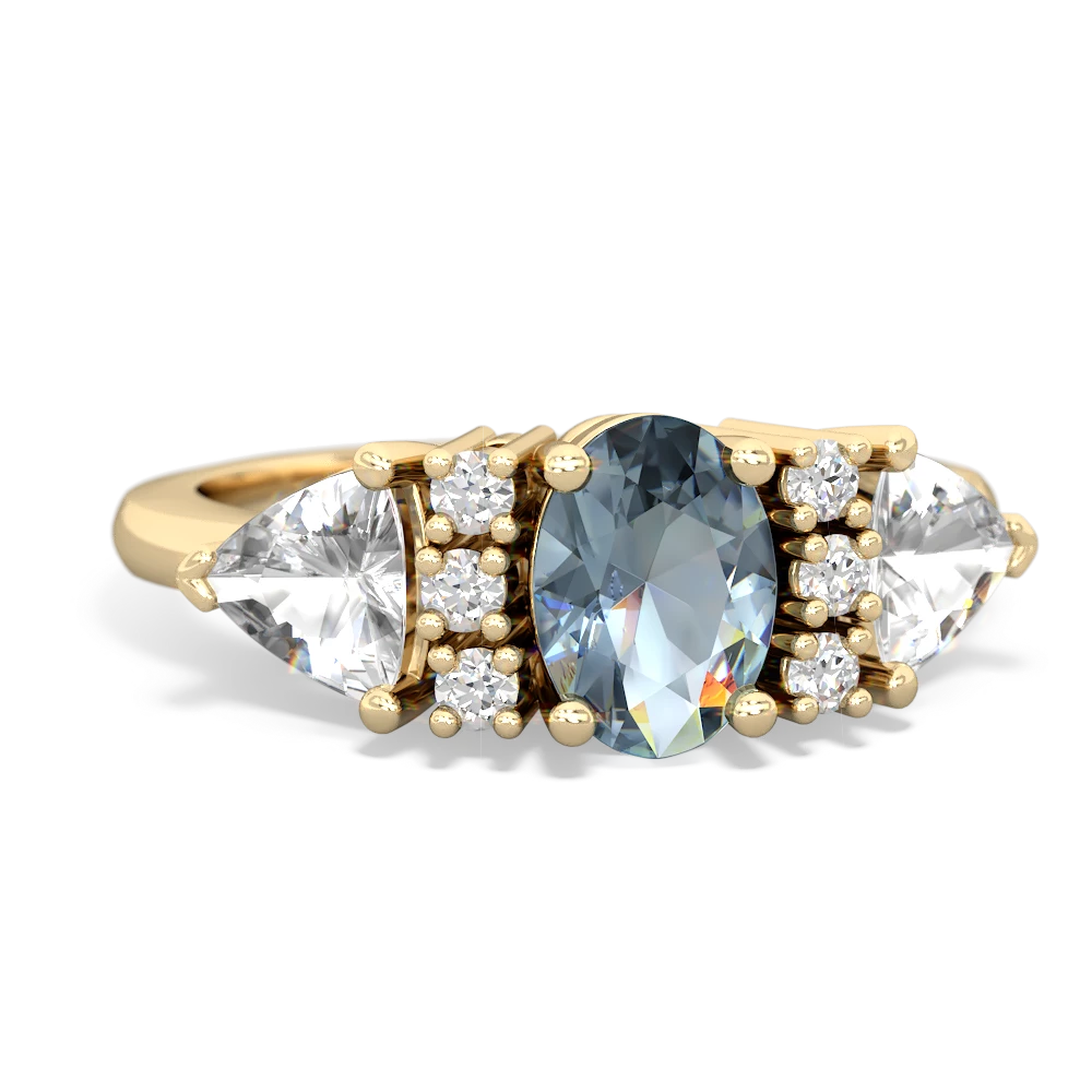 Aquamarine Antique Style Three Stone 14K Yellow Gold ring R2186