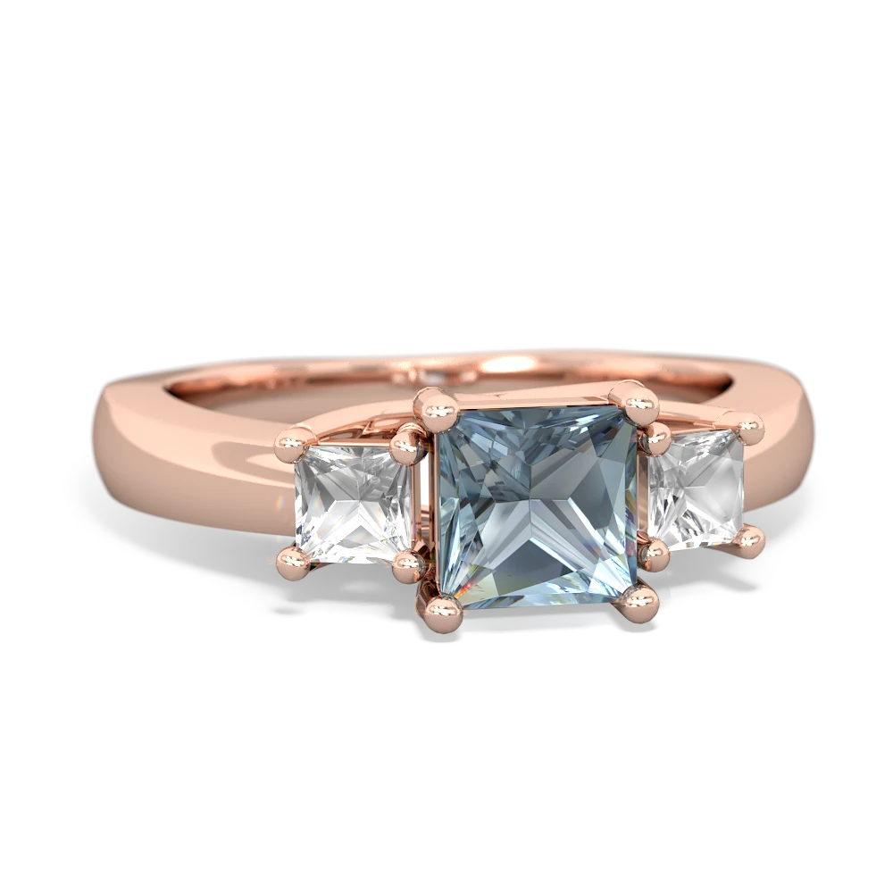 Aquamarine Three Stone Trellis 14K Rose Gold ring R4015