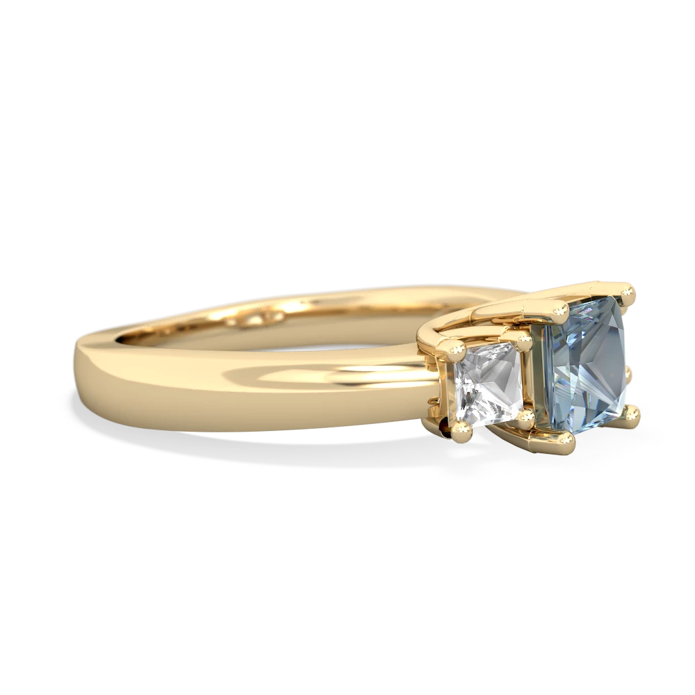 Aquamarine Three Stone Trellis 14K Yellow Gold ring R4015