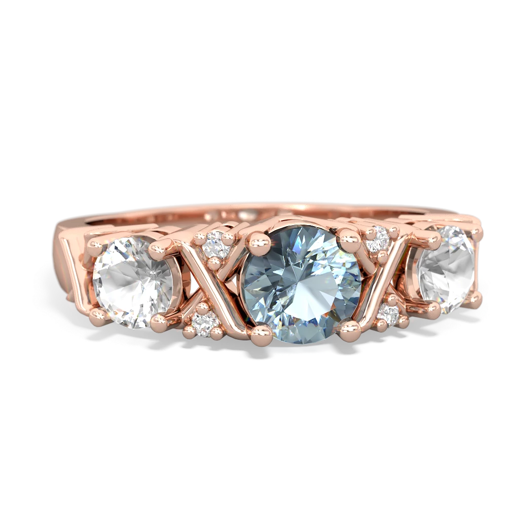 Aquamarine Hugs And Kisses 14K Rose Gold ring R5016