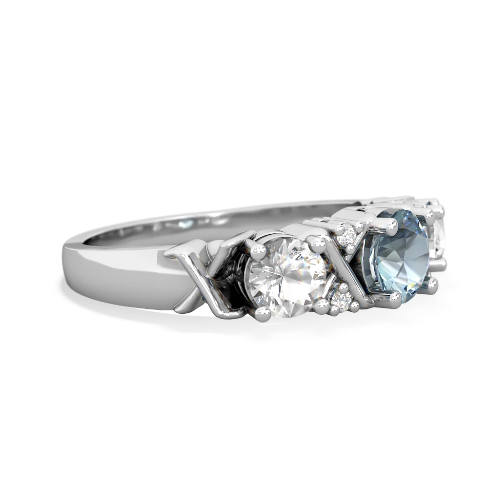 Aquamarine Hugs And Kisses 14K White Gold ring R5016