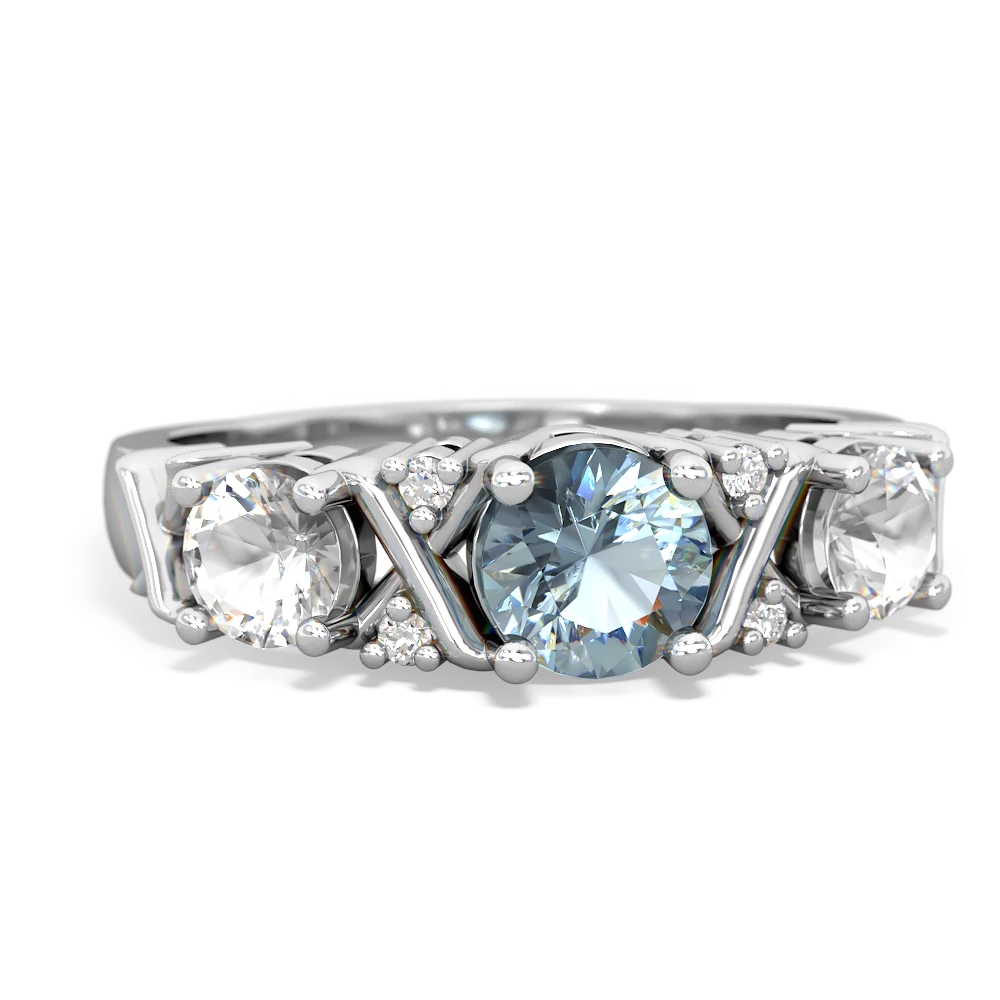 Aquamarine Hugs And Kisses 14K White Gold ring R5016