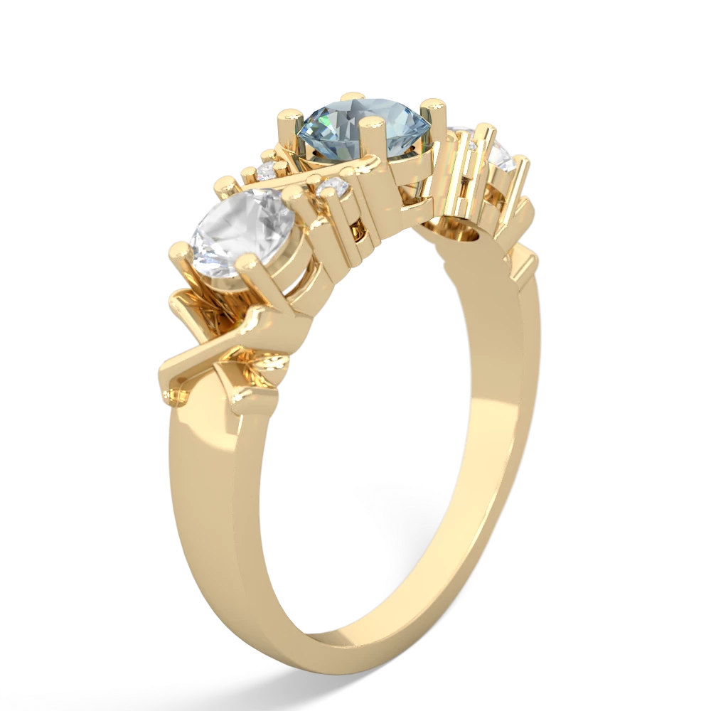 Aquamarine Hugs And Kisses 14K Yellow Gold ring R5016