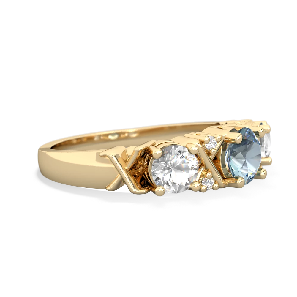 Aquamarine Hugs And Kisses 14K Yellow Gold ring R5016