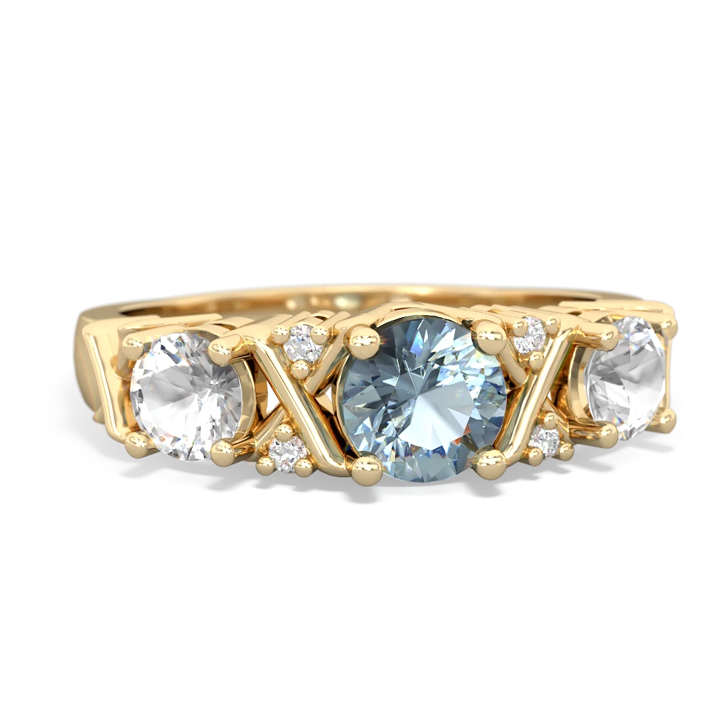 Aquamarine Hugs And Kisses 14K Yellow Gold ring R5016