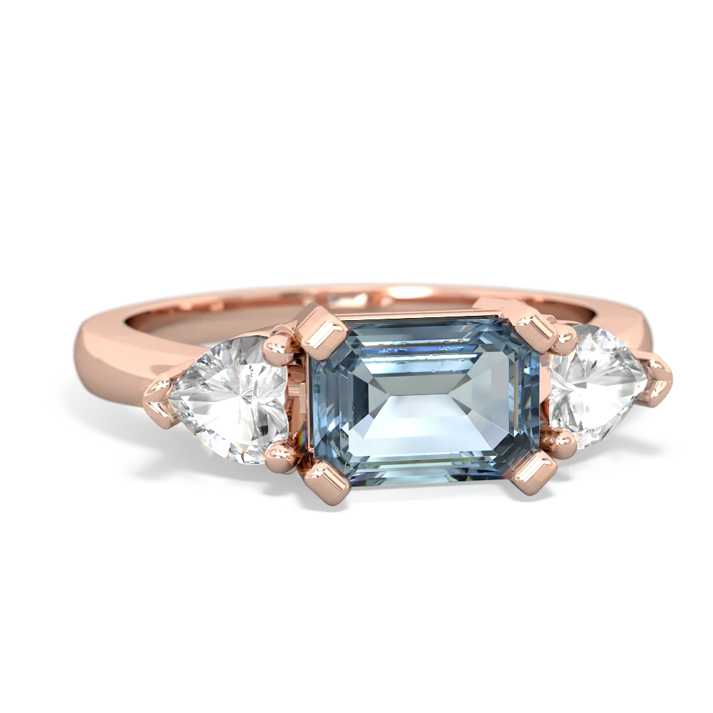 Aquamarine Three Stone 14K Rose Gold ring R5235