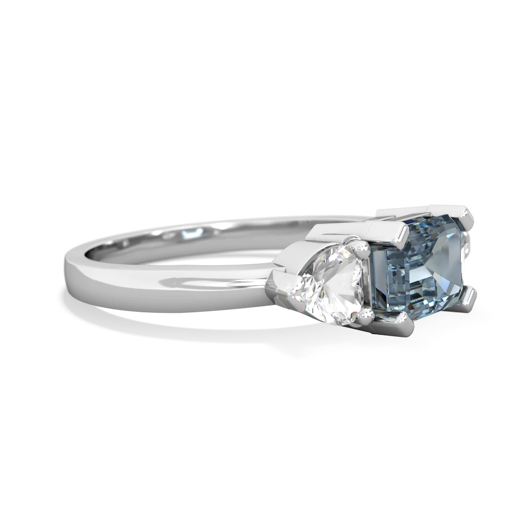 Aquamarine Three Stone 14K White Gold ring R5235