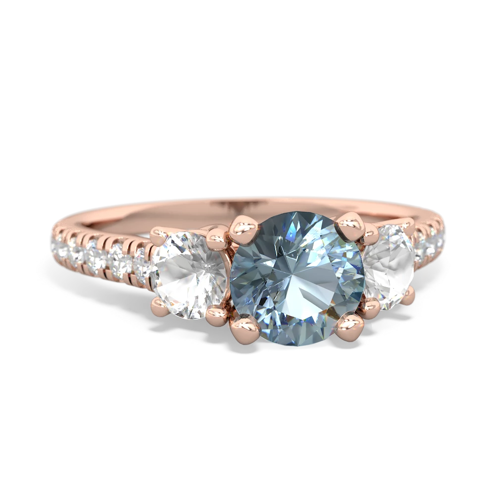 Aquamarine Pave Trellis 14K Rose Gold ring R5500