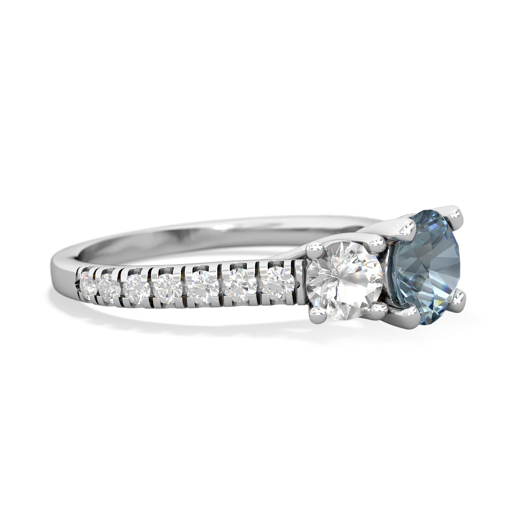 Aquamarine Pave Trellis 14K White Gold ring R5500