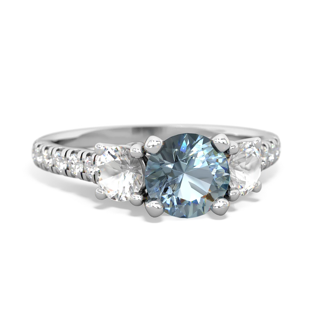 Aquamarine Pave Trellis 14K White Gold ring R5500