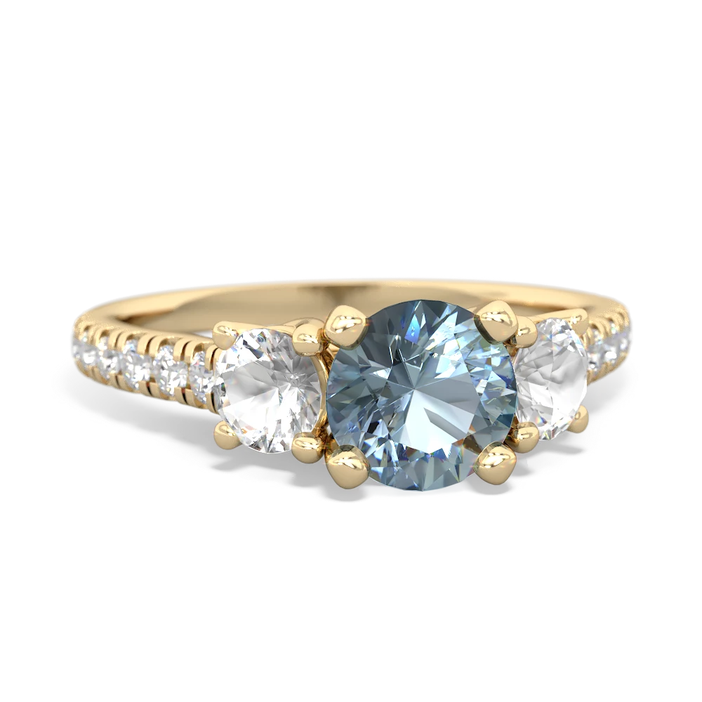 Aquamarine Pave Trellis 14K Yellow Gold ring R5500