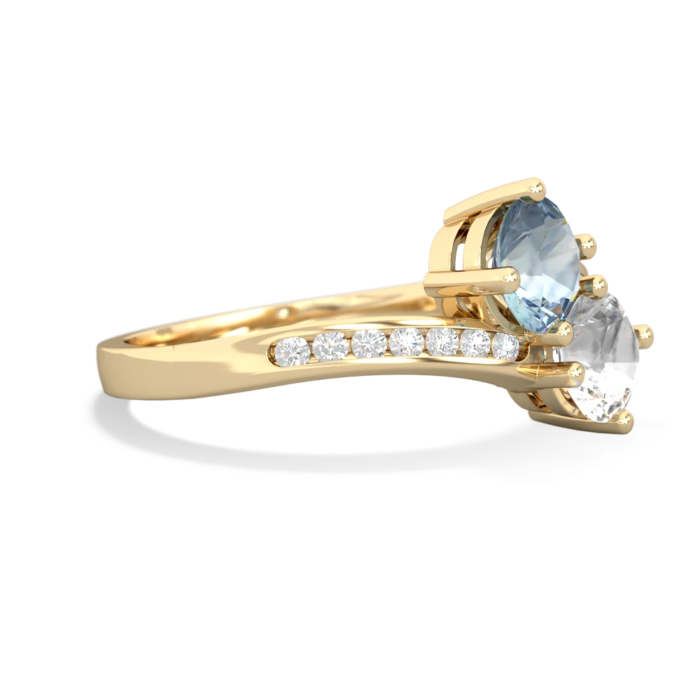 Aquamarine Channel Set Two Stone 14K Yellow Gold ring R5303