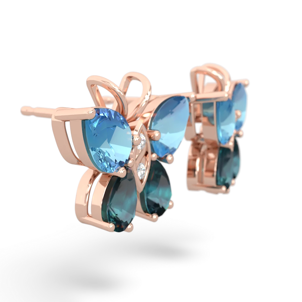 Blue Topaz Butterfly 14K Rose Gold earrings E2215