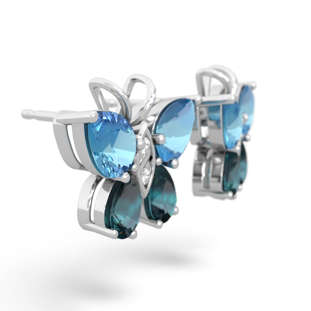 Blue Topaz Butterfly 14K White Gold earrings E2215