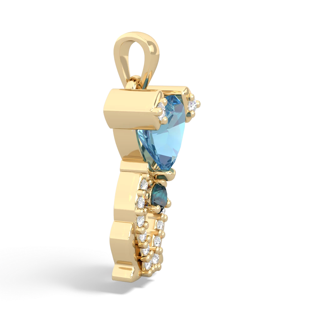 Blue Topaz Puppy Love 14K Yellow Gold pendant P5800