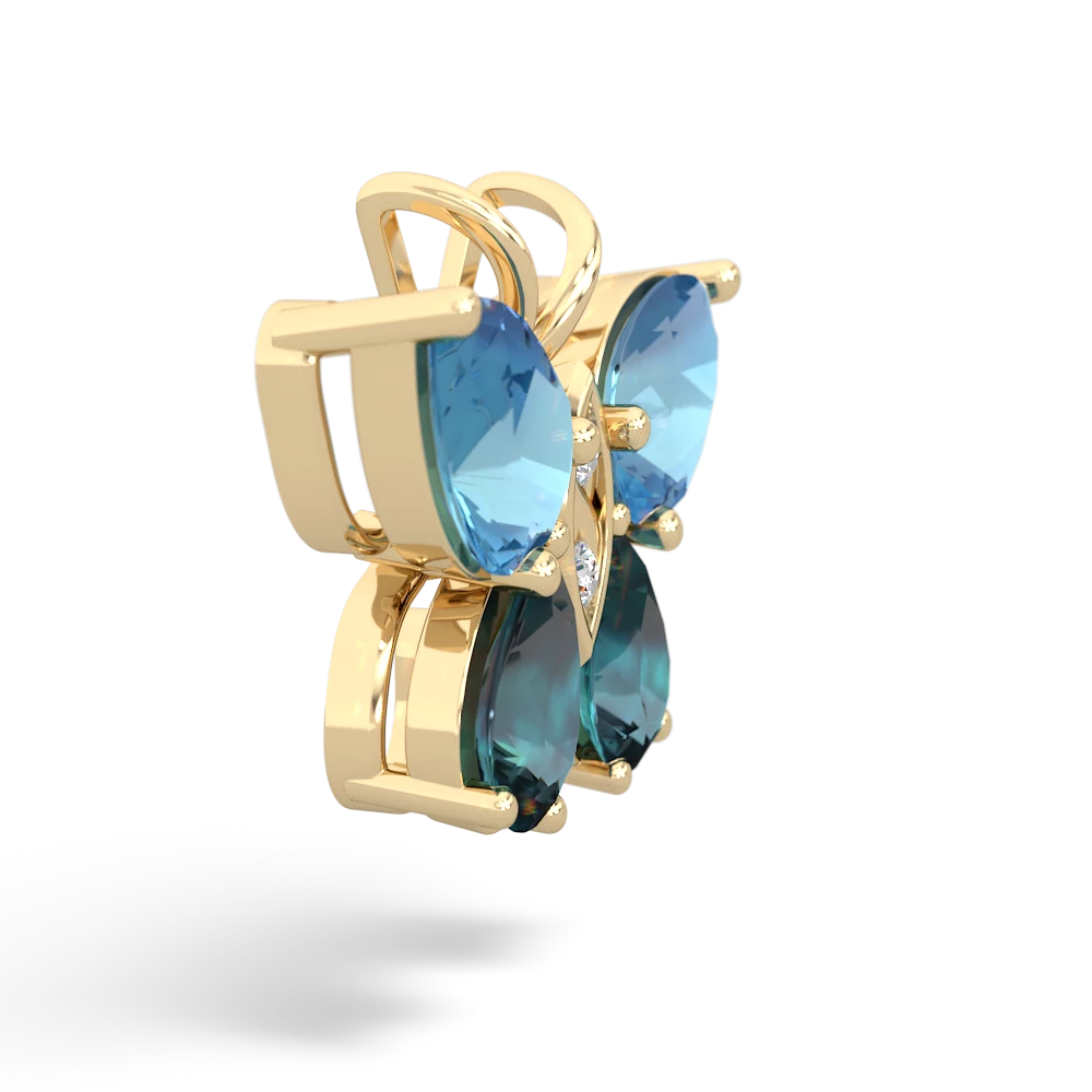 Blue Topaz Butterfly 14K Yellow Gold pendant P2215