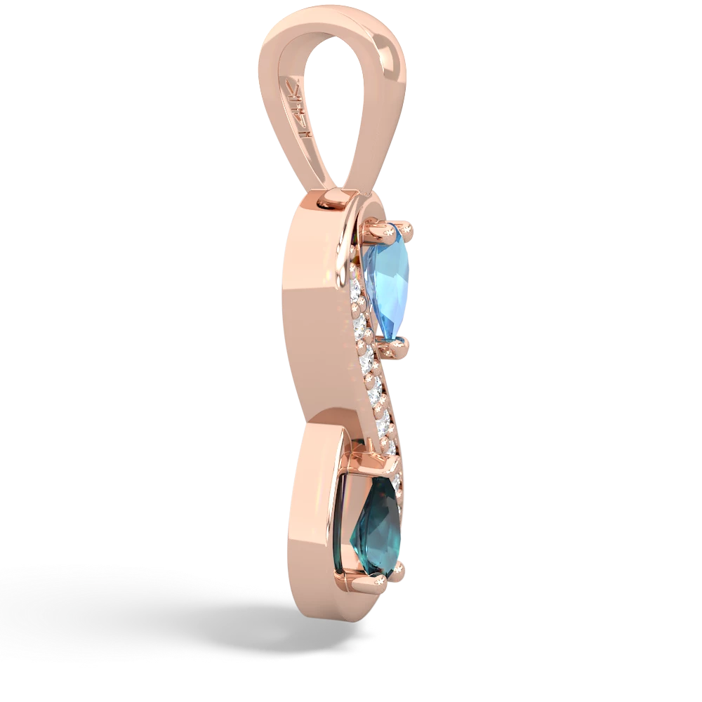 Blue Topaz Diamond Infinity 14K Rose Gold pendant P5390