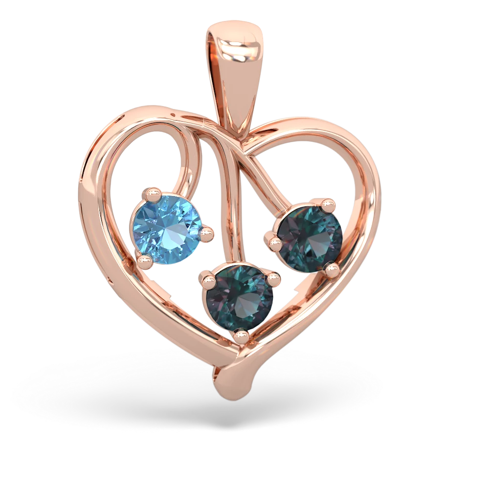 Blue Topaz Glowing Heart 14K Rose Gold pendant P2233