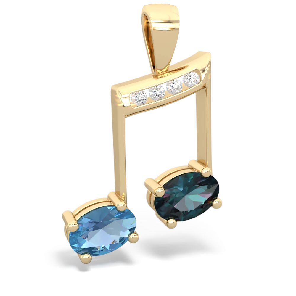 Blue Topaz Color Of Music 14K Yellow Gold pendant P3334