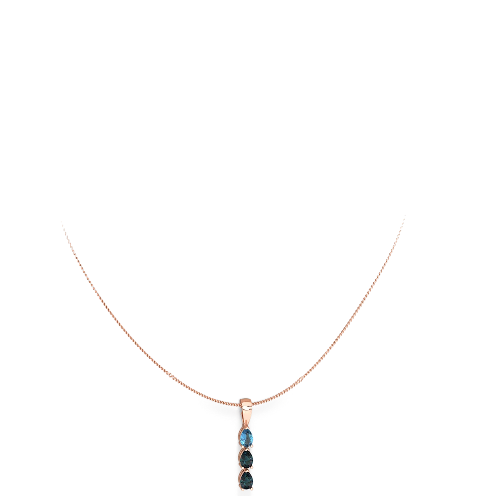 Blue Topaz Dew Drops 14K Rose Gold pendant P2251