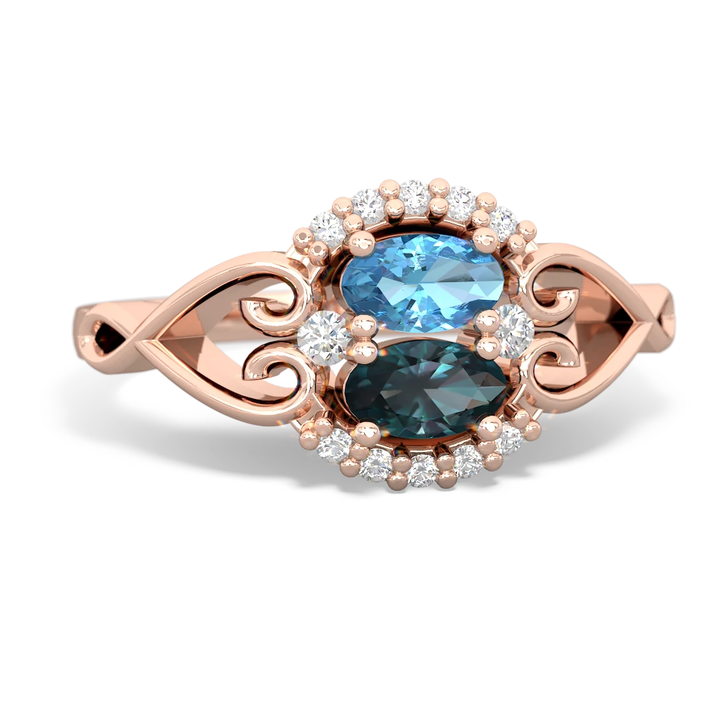 Blue Topaz Love Nest 14K Rose Gold ring R5860