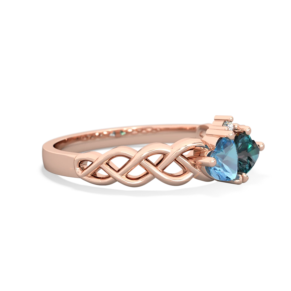 Blue Topaz Heart To Heart Braid 14K Rose Gold ring R5870