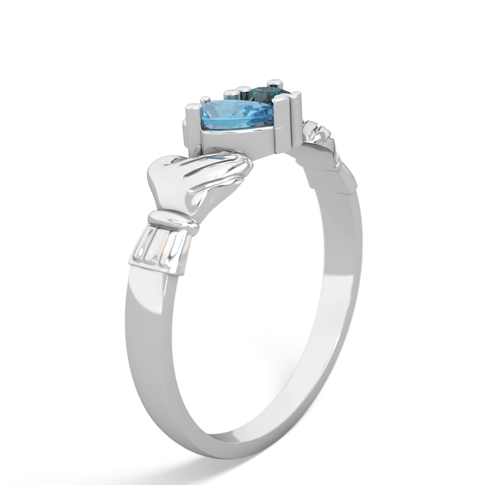 Blue Topaz 'Our Heart' Claddagh 14K White Gold ring R2388