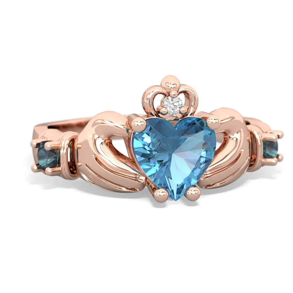 Blue Topaz Claddagh Keepsake 14K Rose Gold ring R5245