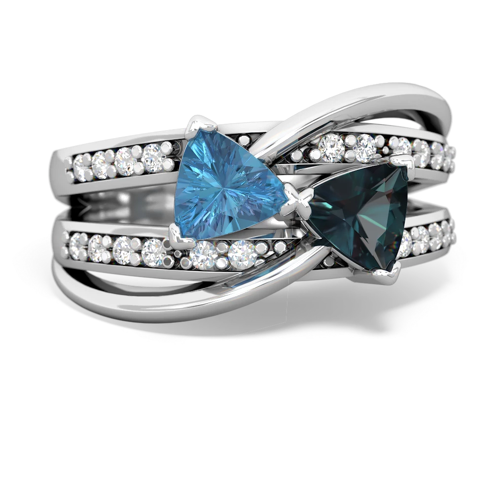 Blue Topaz Bowtie 14K White Gold ring R2360