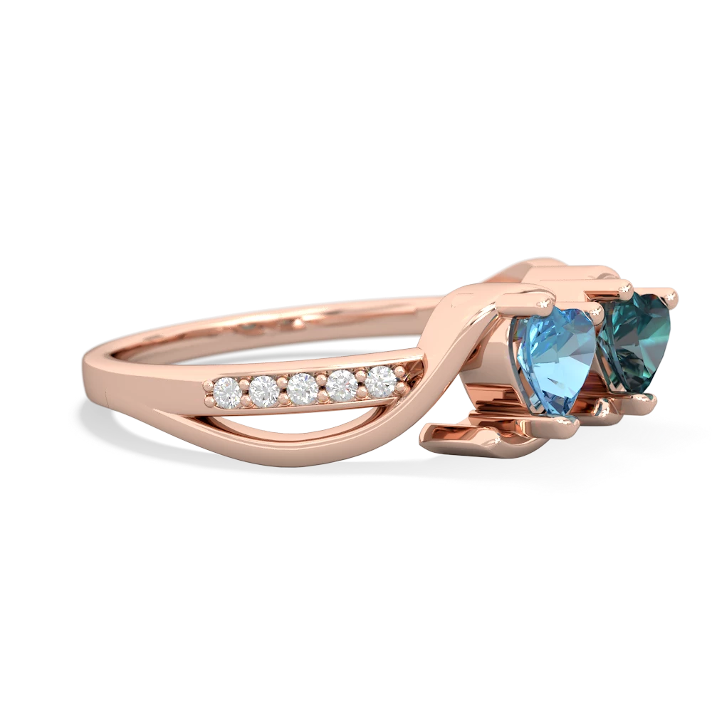 Blue Topaz Side By Side 14K Rose Gold ring R3090