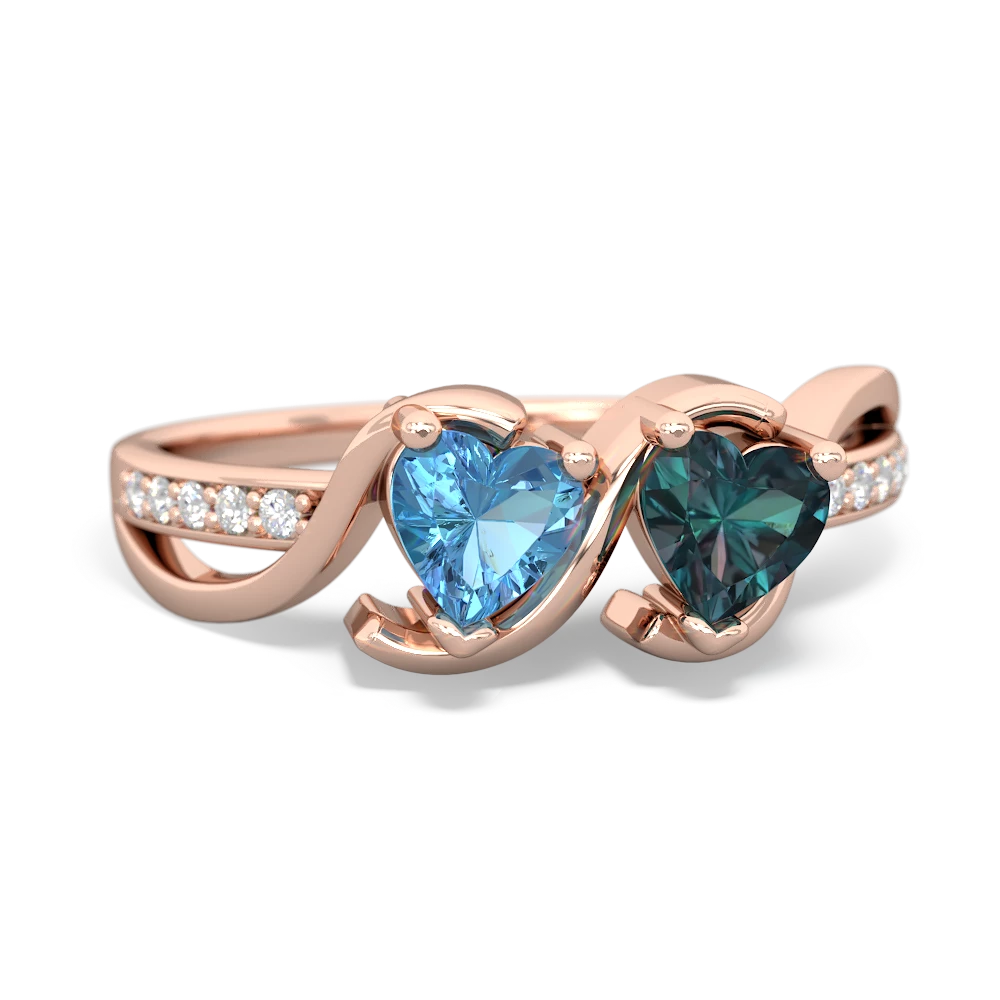 Blue Topaz Side By Side 14K Rose Gold ring R3090