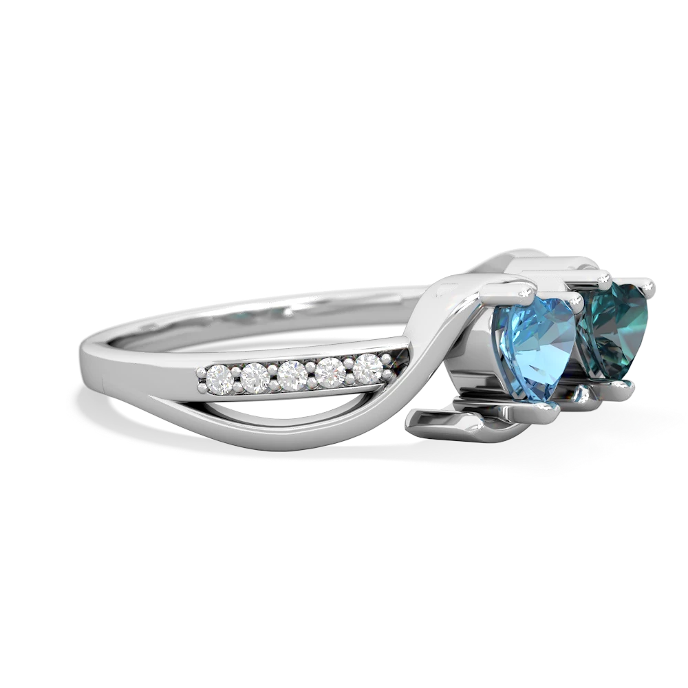 Blue Topaz Side By Side 14K White Gold ring R3090