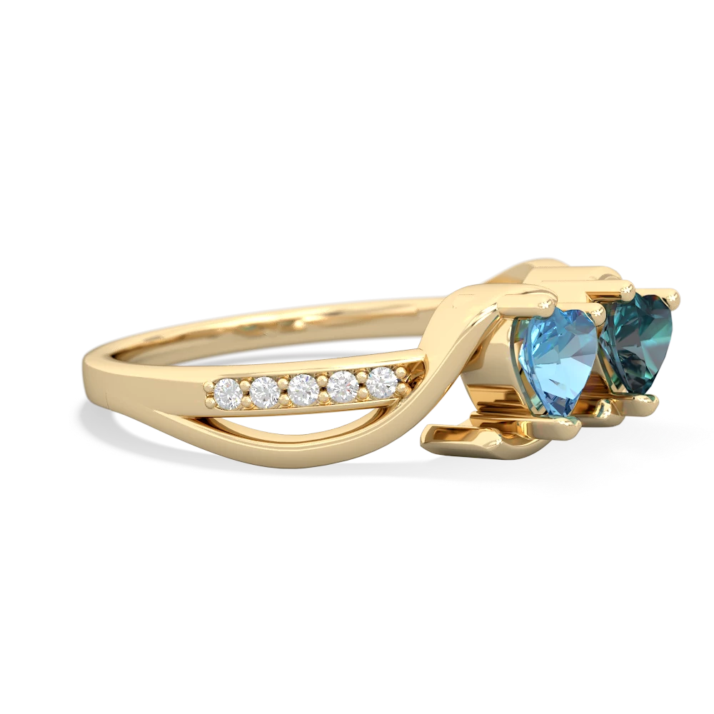 Blue Topaz Side By Side 14K Yellow Gold ring R3090