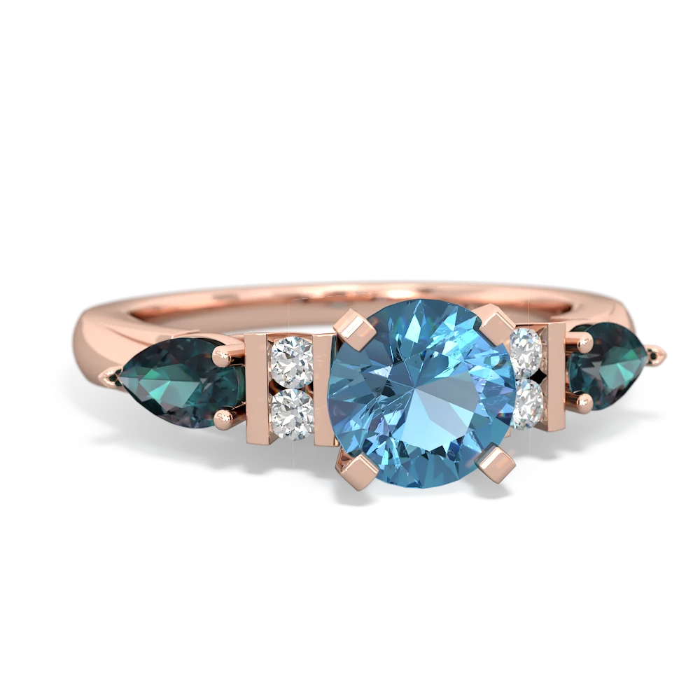 Blue Topaz 6Mm Round Eternal Embrace Engagement 14K Rose Gold ring R2005