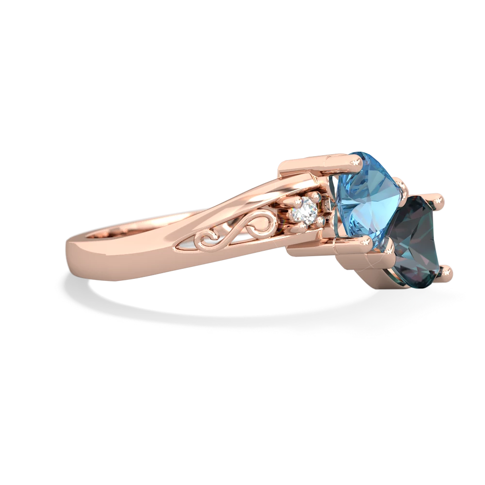 Blue Topaz Snuggling Hearts 14K Rose Gold ring R2178