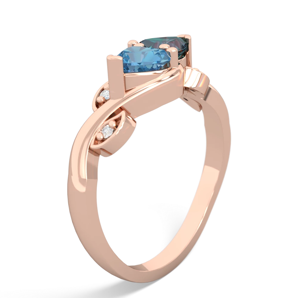 Blue Topaz Floral Elegance 14K Rose Gold ring R5790