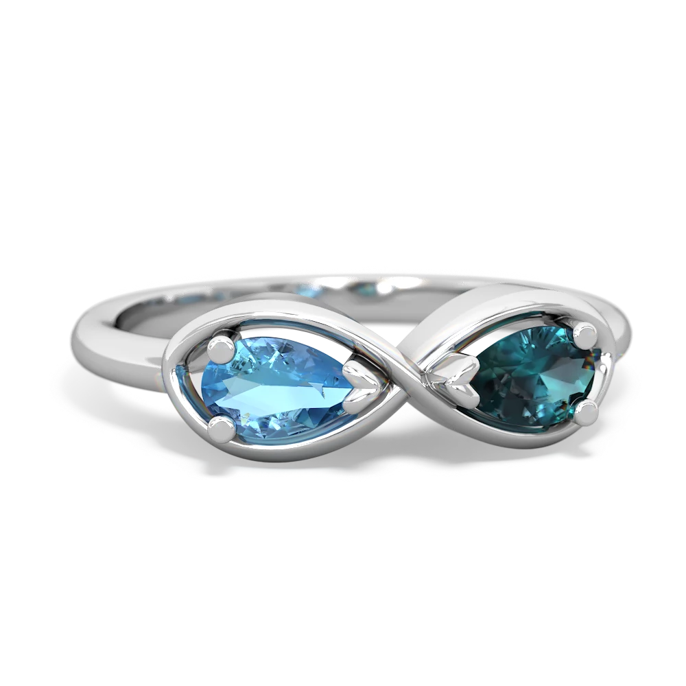 Blue Topaz Infinity 14K White Gold ring R5050