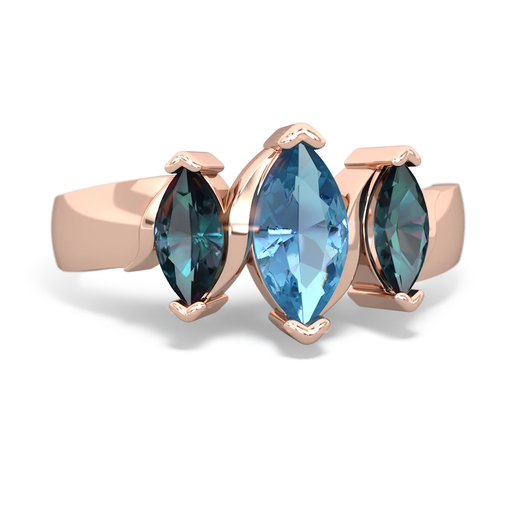 Blue Topaz Three Peeks 14K Rose Gold ring R2433