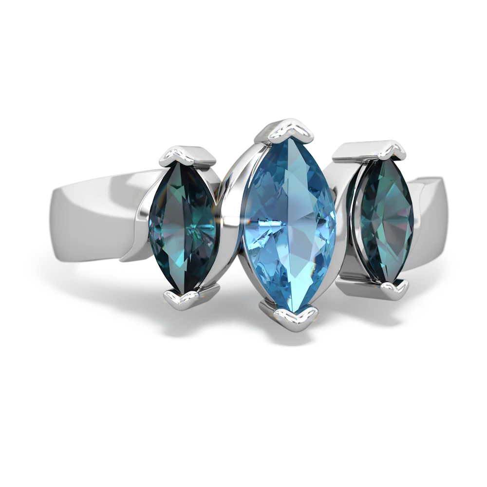 Blue Topaz Three Peeks 14K White Gold ring R2433