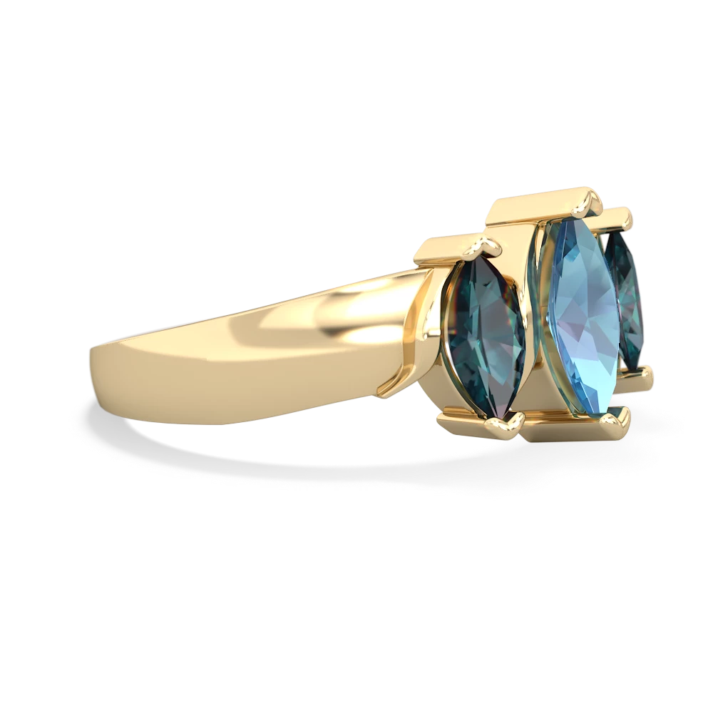 Blue Topaz Three Peeks 14K Yellow Gold ring R2433